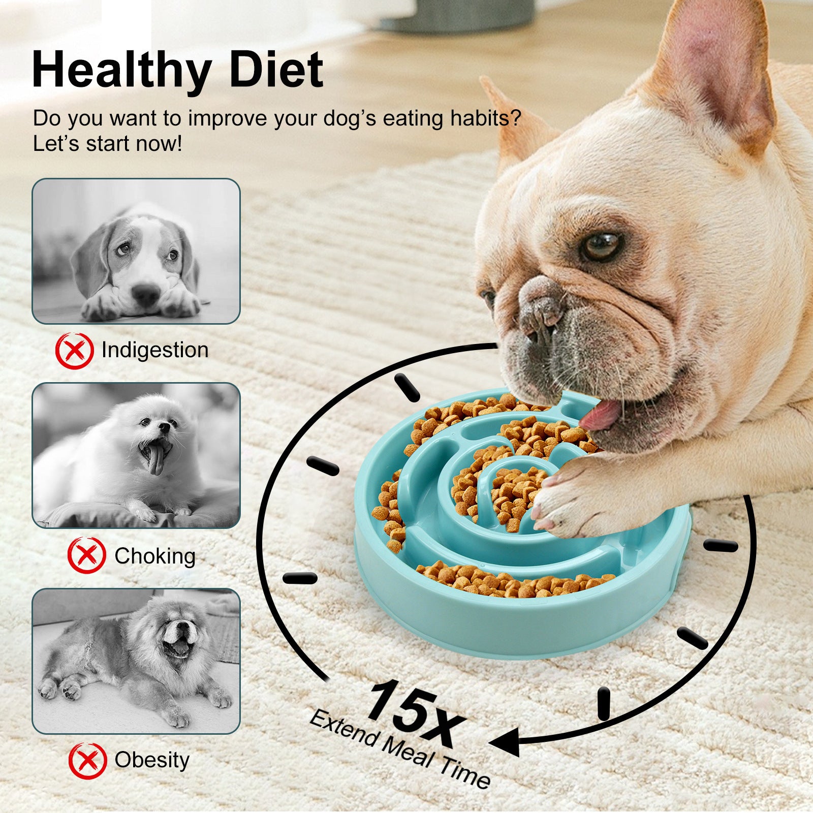 Happy Pup Slow Feeder Bowl for Healthy Eating